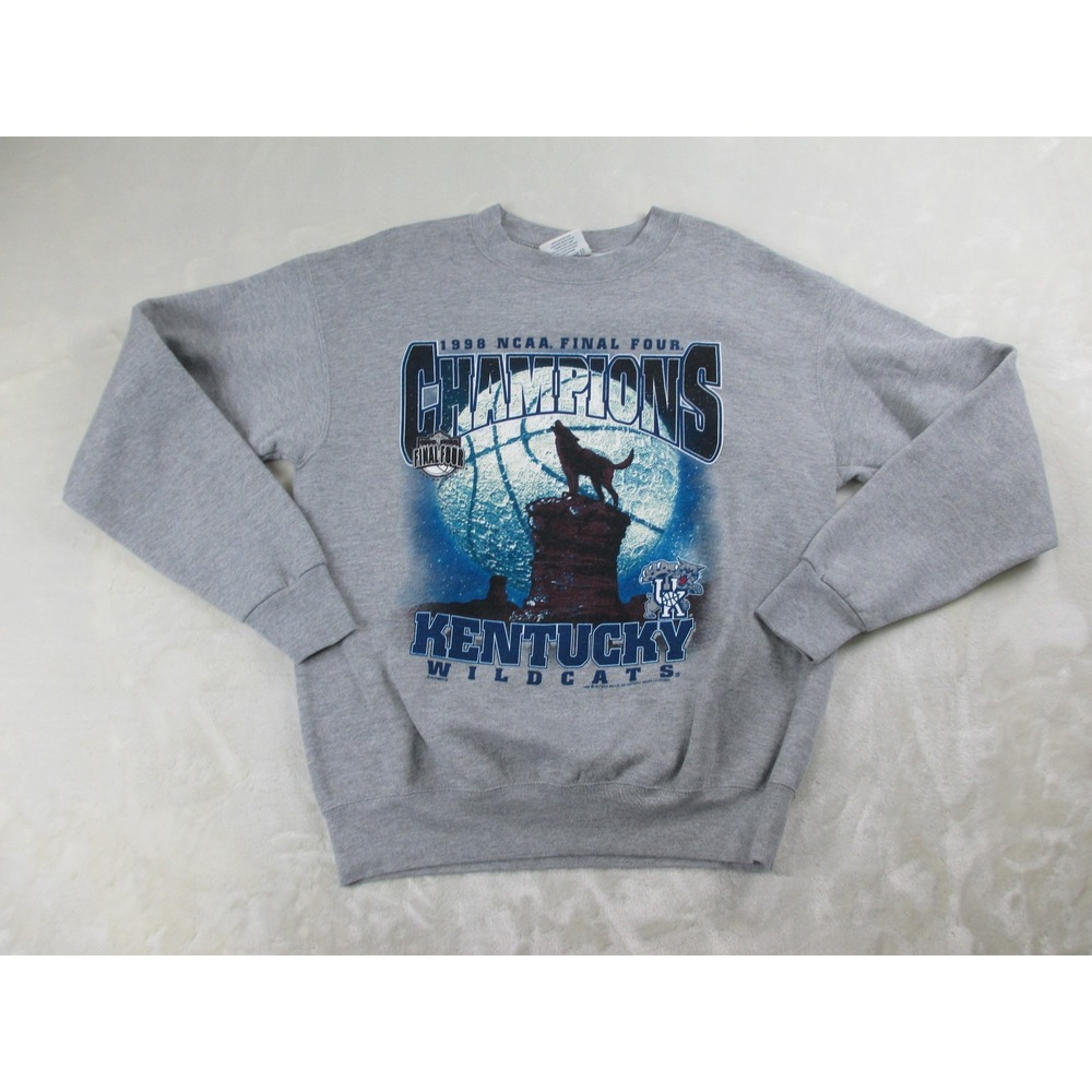 VINTAGE Kentucky Wildcats Sweater Mens Medium Gray Blue UK Basketball‎ NCAA 90s